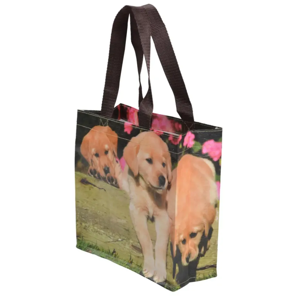 Sac de course illustrations chiots taille S - 24,6 x 9,7 x 23,9 cm
