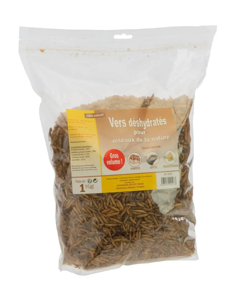Sac de vers déshydratés pour oiseaux de la nature Compagnie des Pet Foods - 1 Kg