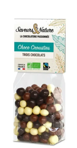 Sachet de billes croustillantes aux 3 chocolats bio Saveur et Nature - 150 g