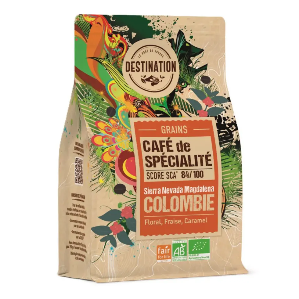 Sachet de café bio en grains spécialité Colombie Destination - 180 g