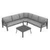 Salon de jardin d'angle en aluminium coloris anthracite Grasse - 2 éléments (grand canapé d'angle et table basse)