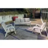 Salon de jardin en aluminium coloris blanc Truman - 3 éléments (canapé et deux fauteuils)