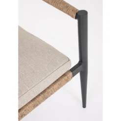 Salon de jardin en aluminium coloris anthracite et corde Jandia - 4 éléments (canapé, table basse et deux fauteuils)