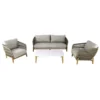 Salon de jardin en aluminium et résine coloris beige Barbara - 4 éléments (canapé, table basse et deux fauteuils)