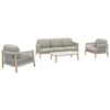 Salon de jardin en aluminium et résine coloris beige Dériveur - 4 éléments (canapé, table basse et deux fauteuils)