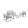 Salon de jardin en aluminium graphite et toile textylène gris perle Alysse - 4 éléments (canapé, table basse et deux fauteuils)