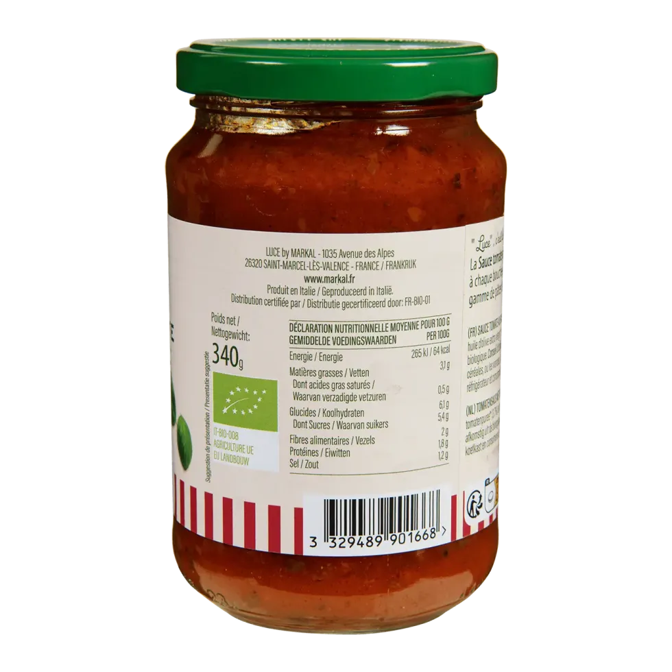 Sauce tomate basilic bio Luce - 340 g