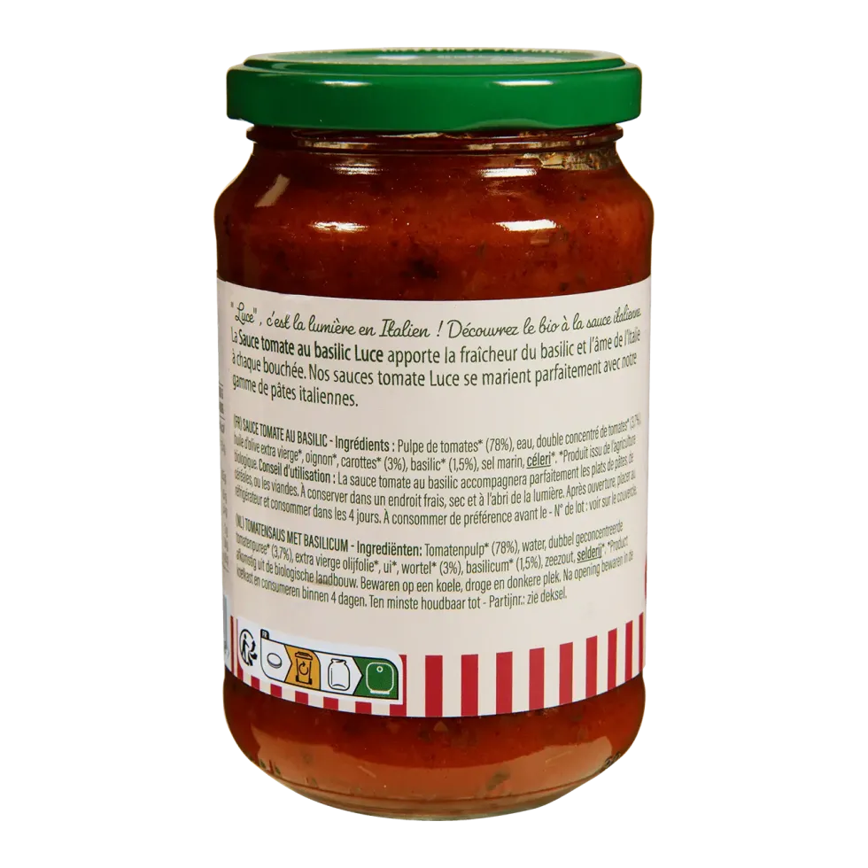 Sauce tomate basilic bio Luce - 340 g