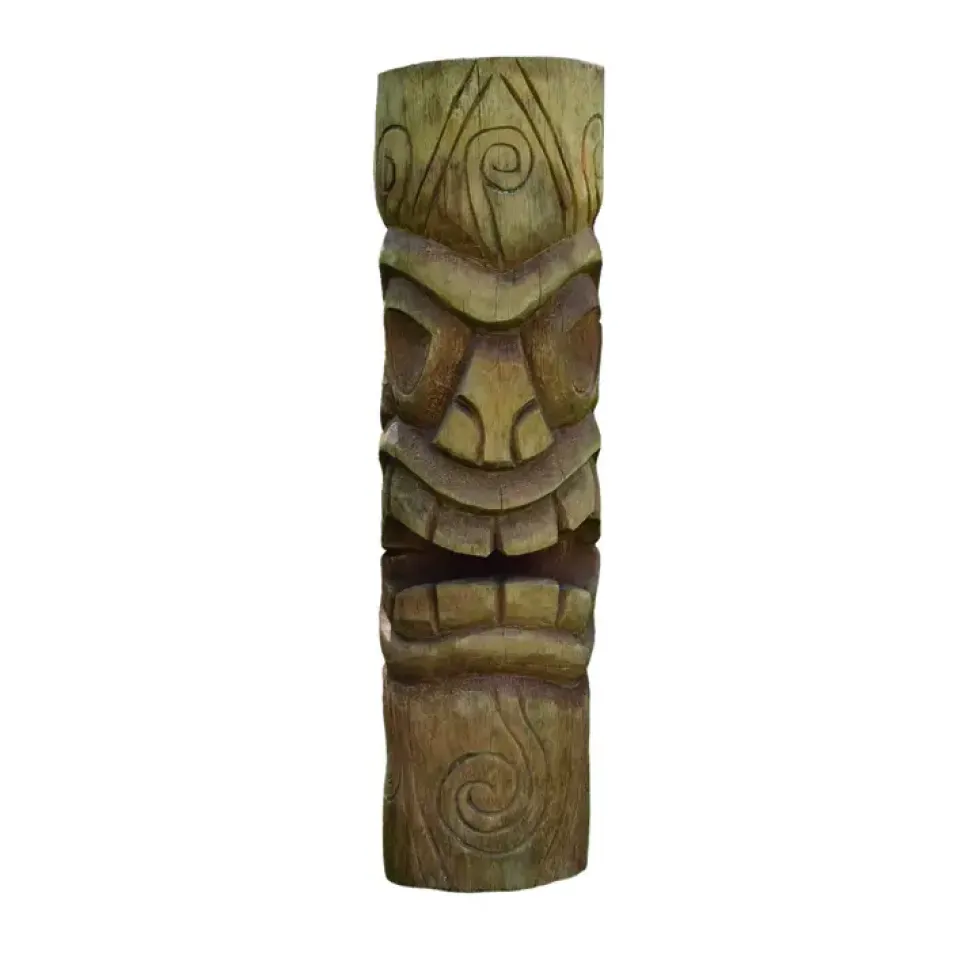 Sculpture en bois de cocotier Tête de Tiki mauri - 100 cm