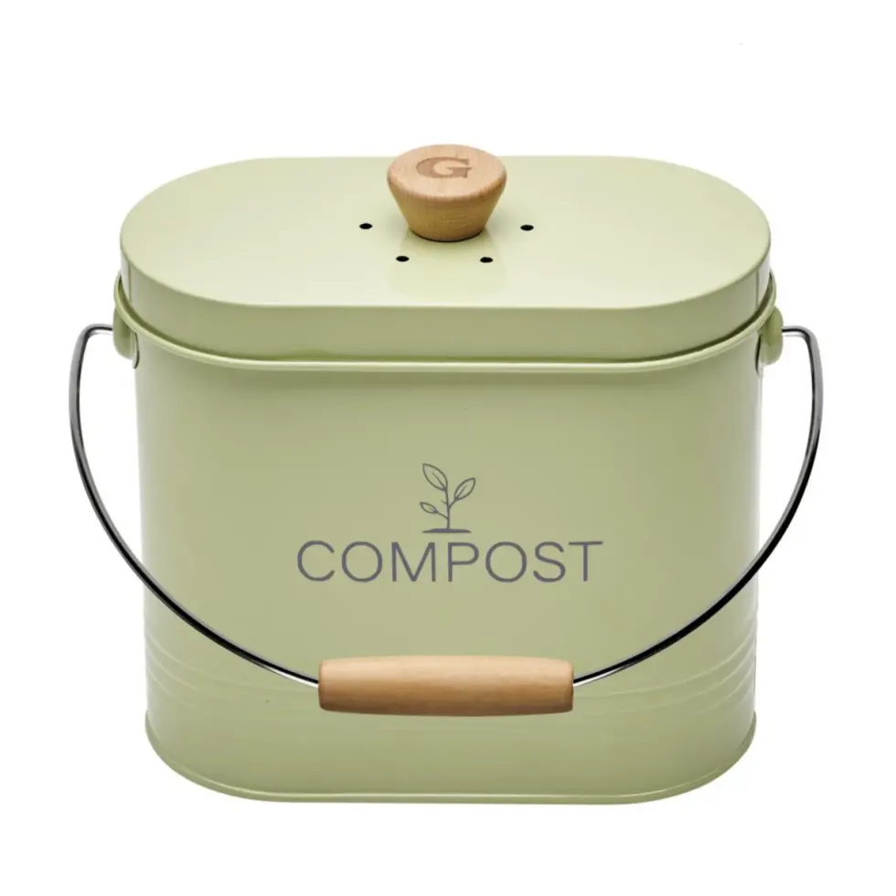 Seau à compost en métal vert avec filtre Nogent - 3 L
