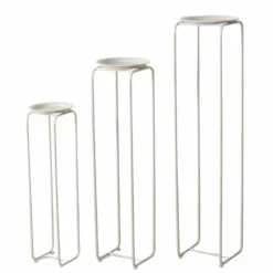 Sellette rotative en fer beige Hanka L - Ø 28 x H 116 cm
