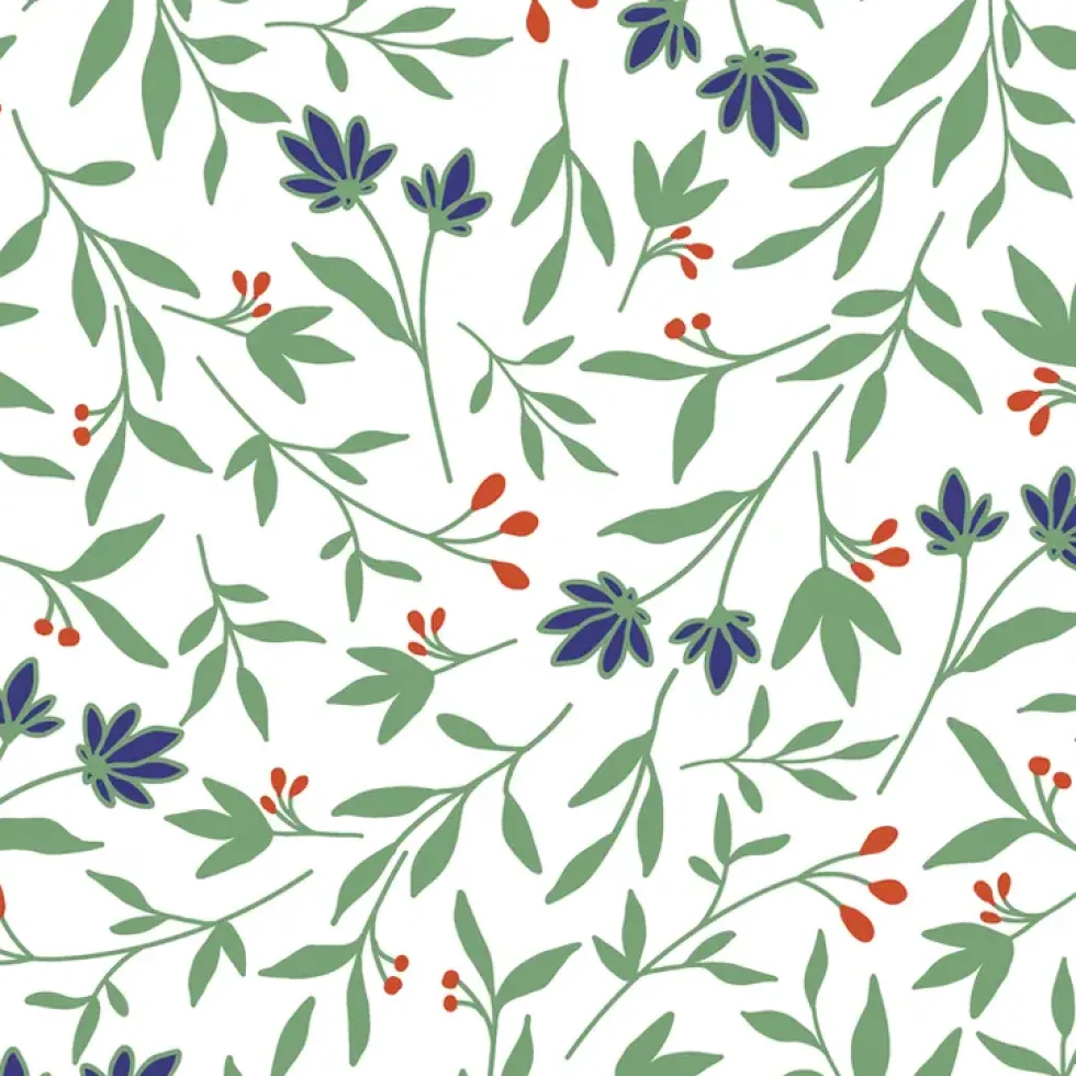 Serviette en papier 3 plis motif fleurs Flora - 33 x 33 cm