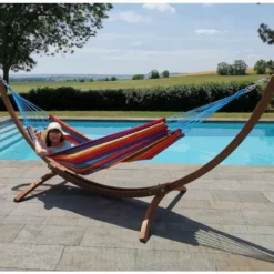 Set support et hamac Weekend coloris multicolore en bois et polypropylène Jobek Hamacs - 350 x 125 x 136,5 cm