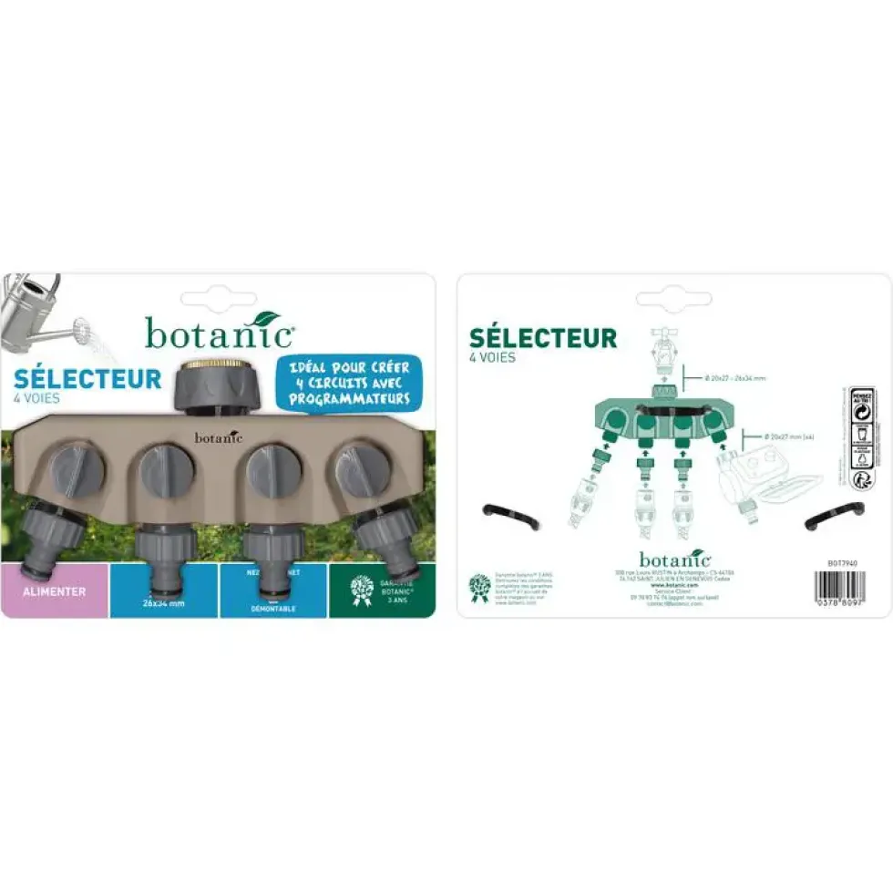 Sélecteur 4 sorties filetées avec nez de robinet