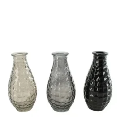 Soliflore coloris gris en verre - 8,2 x 8,2 x 13,1 cm