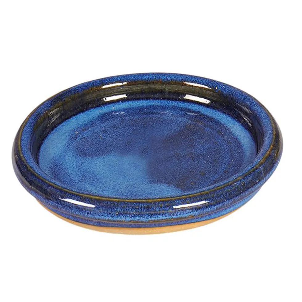 Soucoupe à bord en grès émaillé coloris aquableu Ø 31 x 3,2 cm