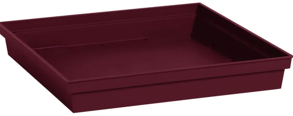 Soucoupe carrée en plastique rouge Bourgogne Eda Toscane - 26,7 x 26,7 cm