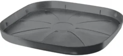 Soucoupe carrée en plastique recyclé gris Deroma Origin Grigio - 32 x 32 x 2,8 cm