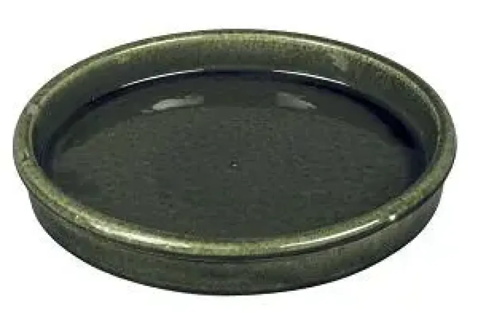Soucoupe en grès émaillé Dripping vert Passion for Pottery Shanghaï - Ø 40 cm