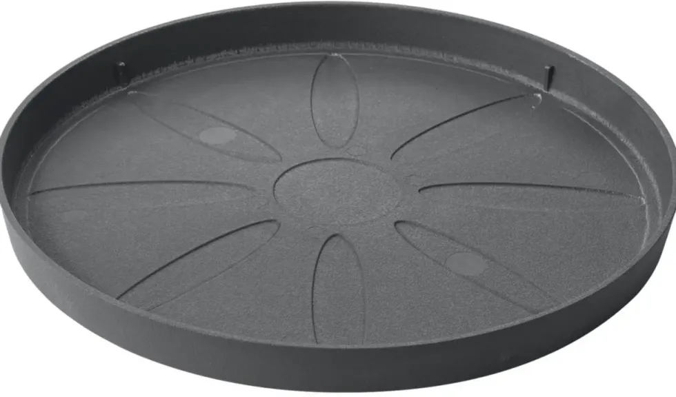 Soucoupe en plastique recyclé gris Deroma Origin Grigio - Ø 21 x H 1,9 cm