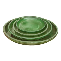 Soucoupe en terre cuite émaillée verte Poterie du Bousquet Costa - Ø 47 x H 4 cm