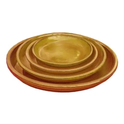 Soucoupe en terre cuite émaillée jaune miel Poterie du Bousquet Costa - Ø 47 x H 4 cm