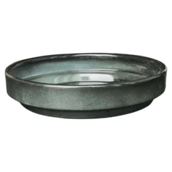 Soucoupe ronde en métal recyclé coloris gris océan vif Upcycle Conique - Ø 15 x H 3 cm