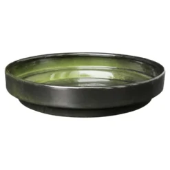 Soucoupe ronde en métal recyclé coloris vert algue vif Upcycle Conique - Ø 18 x H 3,5 cm