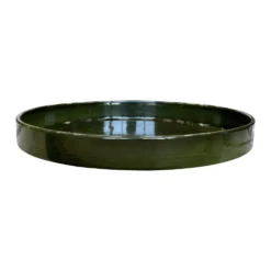 Soucoupe ronde en métal recyclé coloris vert algue vif Upcycle Cylindre XXL - Ø 54 x H 6 cm
