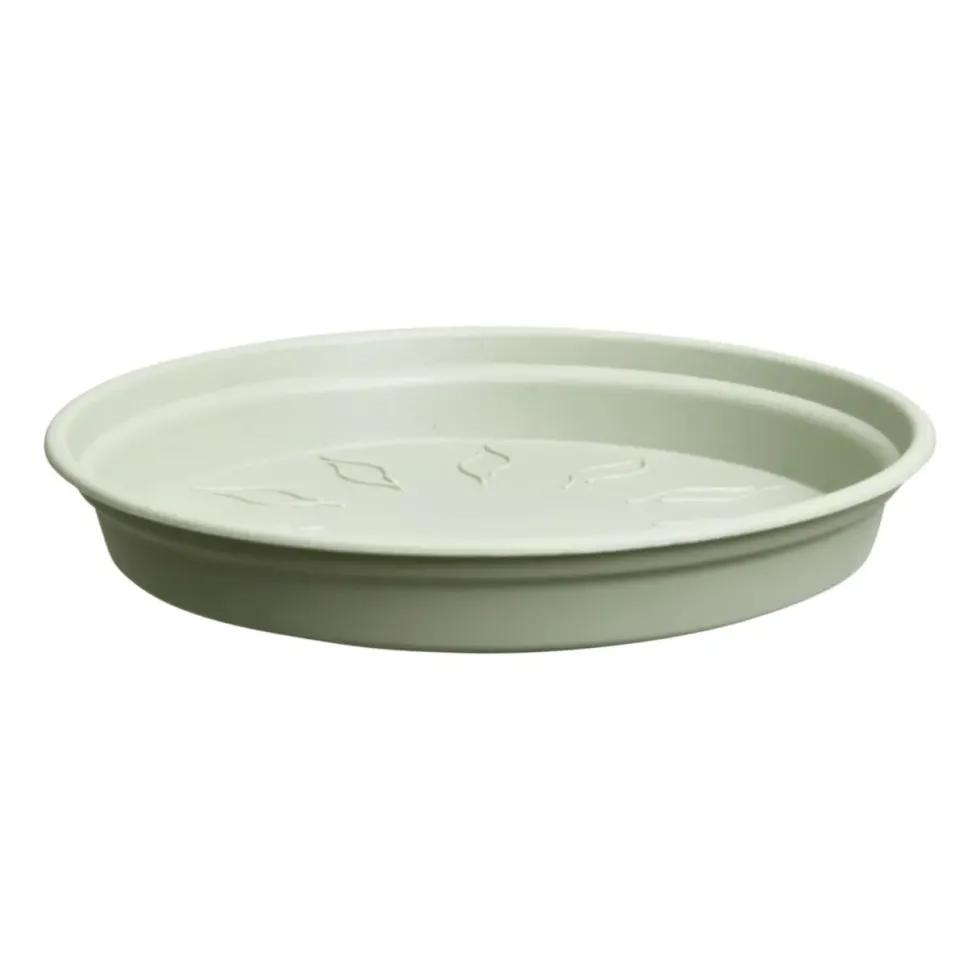 Soucoupe ronde en plastique vert pierre Elho green Basics - Ø 17 cm