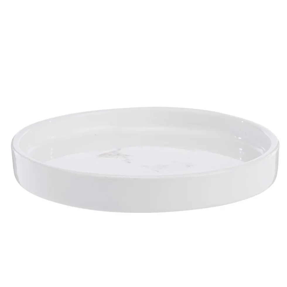 Soucoupe Subly en céramique blanc émaillée - Ø 18 x 2,2 cm