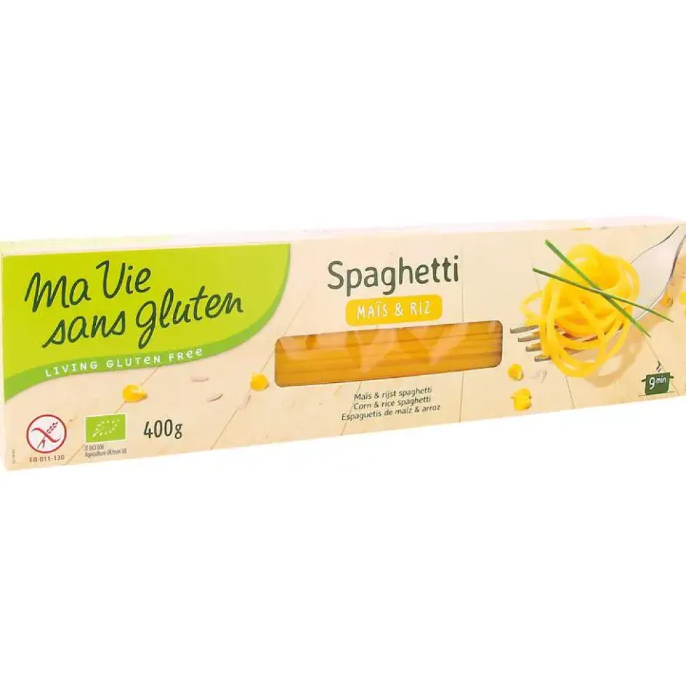 Spaghettis maïs et riz bio sans gluten en sachet de 400 g