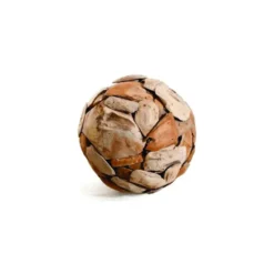 Sphère pour décoration extérieure coloris bois en teck - Ø 40 cm