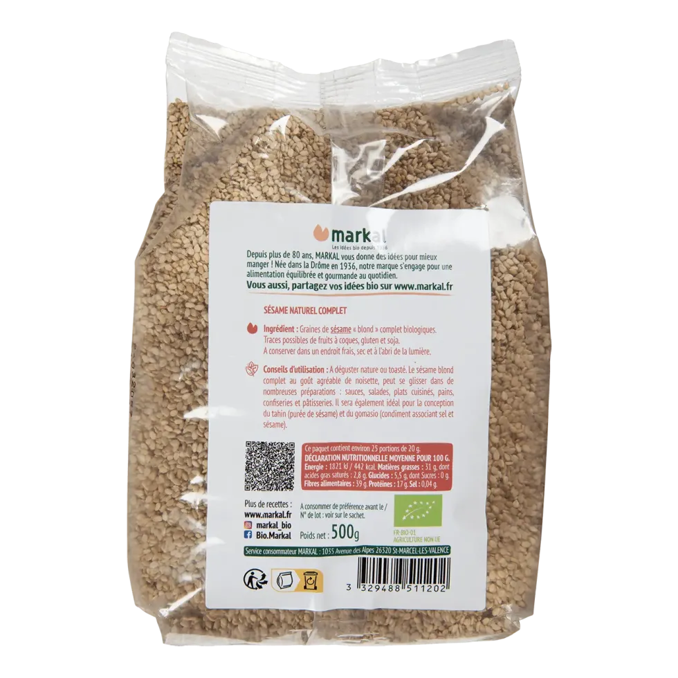 Sésame blond complet bio Markal - 500 g
