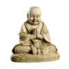 Statue en pierre reconstituée beige finition patinée Hairie Grandon moine assis grand modèle - 80 cm