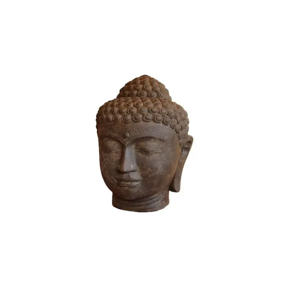 Statue tête de Bouddha en pierre reconstituée coloris noir 50 cm