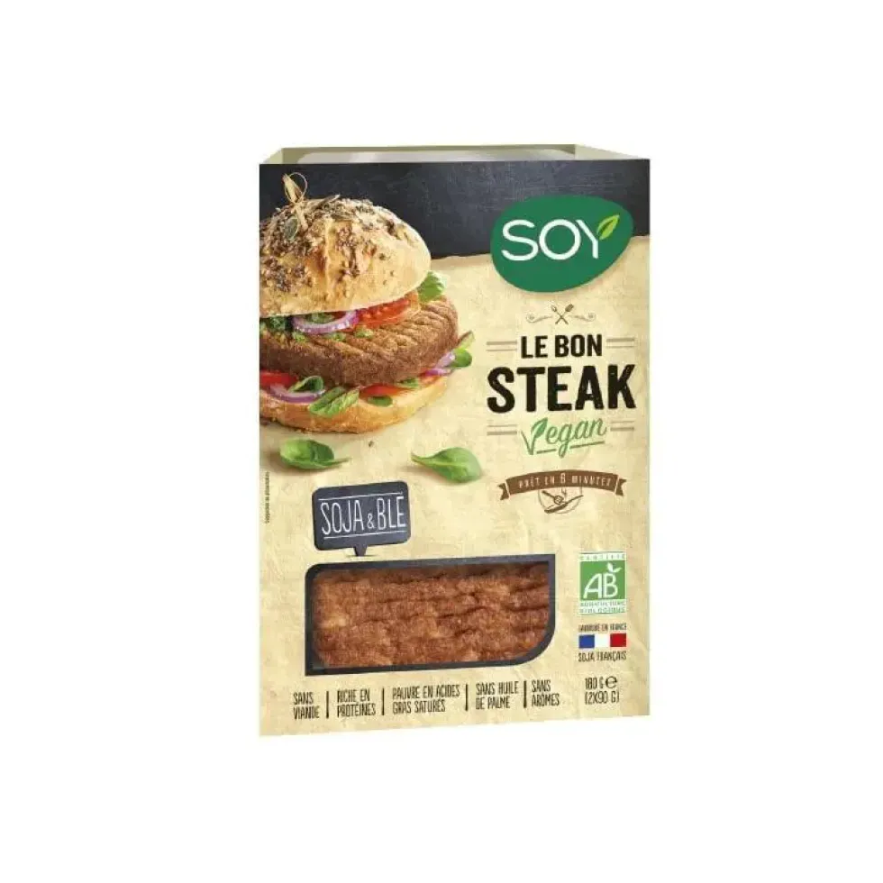 Steak vegan soja et blé en barquette Soy - 2 x 90 g