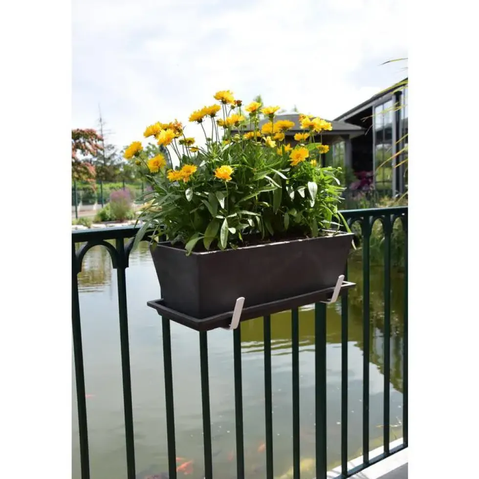 Support de jardinière universel large en métal blanc 35 cm