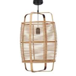 Suspension électrifiée coloris naturel en bambou - 30,5 cm
