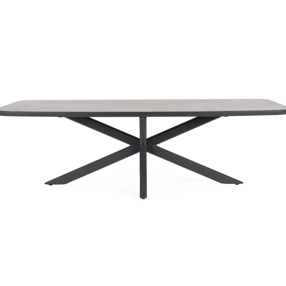 Table anthracite en aluminium et pierre naturelle Bizzotto Isacco - 240 x 110 x 75 cm