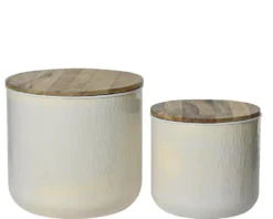 Table appoint en fer beige crème T1 - Ø 48 x H 44 cm