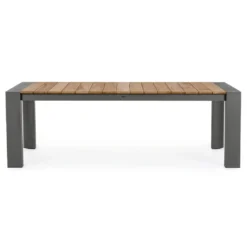 Table avec allonges Capucine coloris bois en aluminium et teck - 253/319/384 x 110 cm