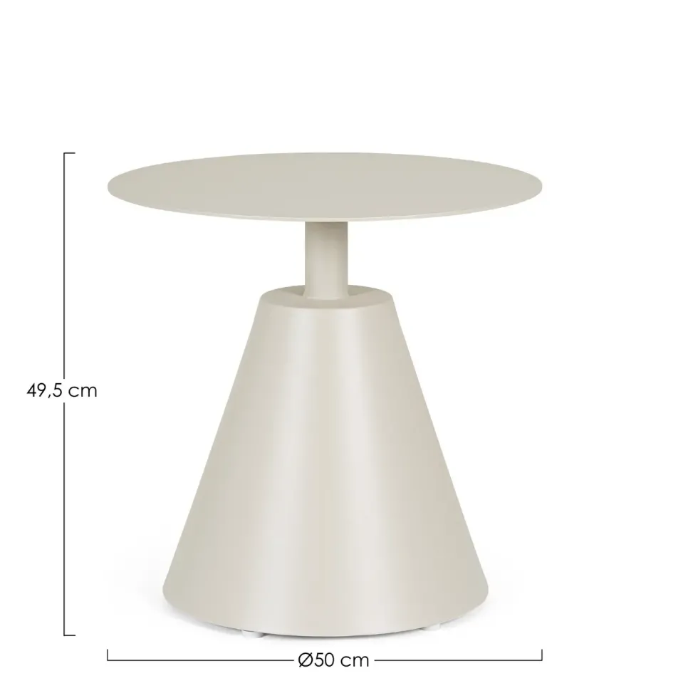 Table basse coloris sable en aluminium Bizzotto Aloha - Ø 50 x 49,5 cm