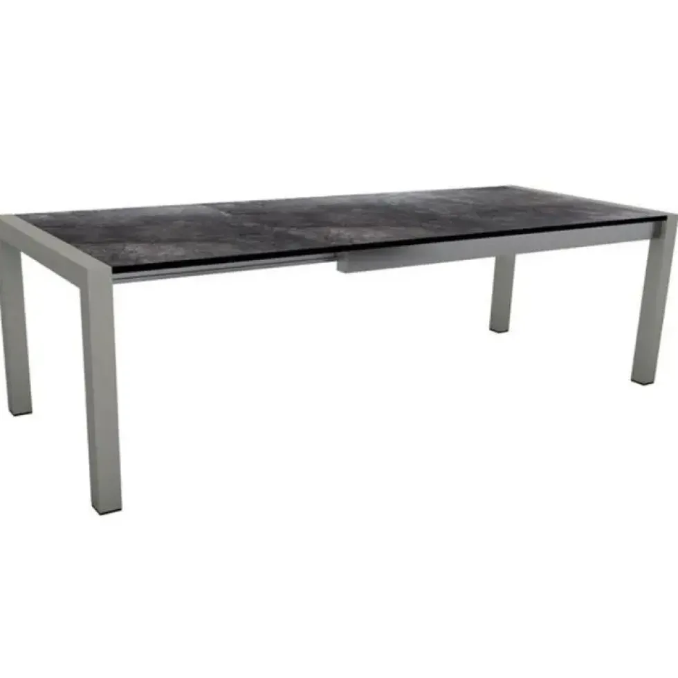 Table coloris graphite/marbre foncé en aluminium Stern - 174(214/254) x 90 x 75 cm
