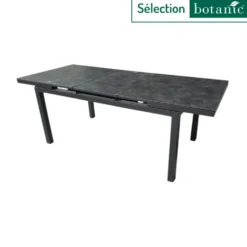 Table de jardin extensible en aluminium coloris noir et granite Carlina -160 à 210 x 90 x 76 cm