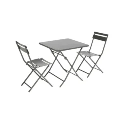 Table de jardin pliante Clivia coloris gris en acier - 70 x 70 x 71 cm