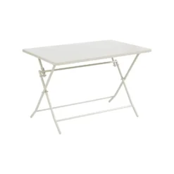 Table de jardin pliante Clivia coloris beige en acier - 110 x 70 x 71 cm