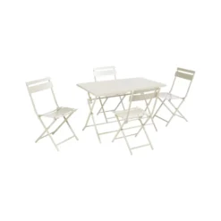 Table de jardin pliante Clivia coloris beige en acier - 110 x 70 x 71 cm