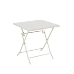 Table de jardin pliante Clivia coloris beige en acier - 70 x 70 x 71 cm