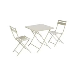 Table de jardin pliante Clivia coloris beige en acier - 70 x 70 x 71 cm